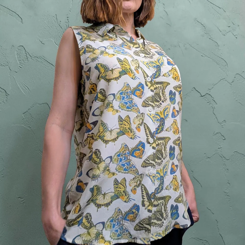 Equipment Multicolor Butterfly Print Blouse - Picture 3 of 7